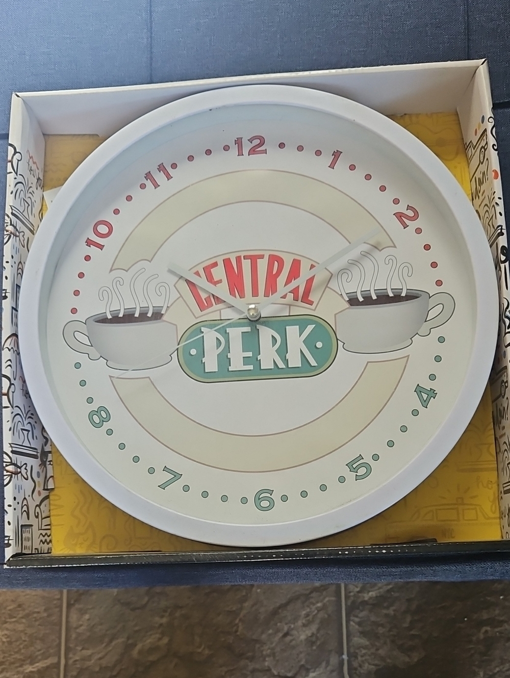 FRIENDS Central Perk Round Wall Clock - White, Cream, Mint, Red